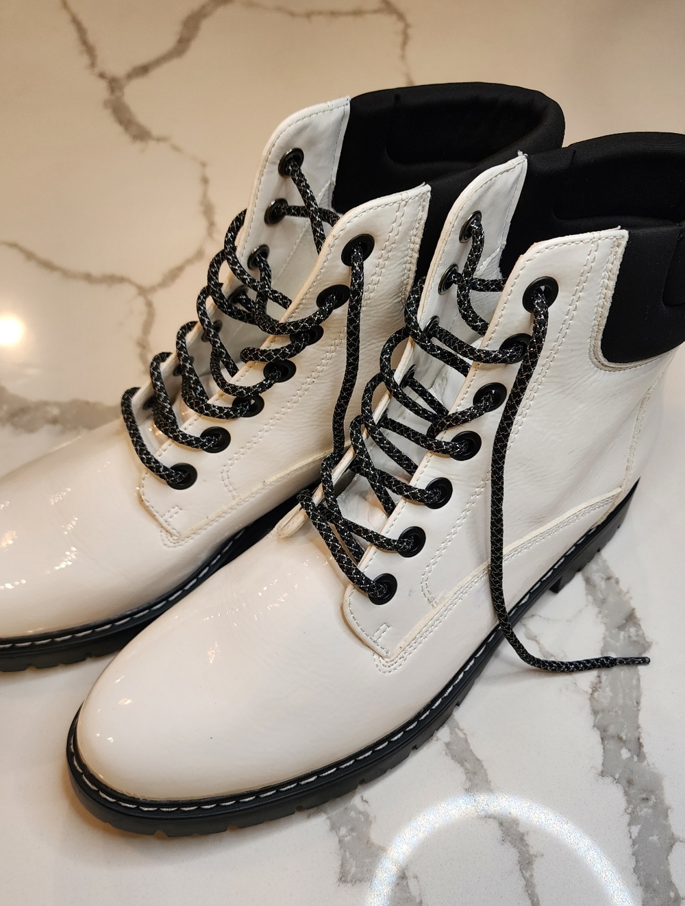 NWOT Limelight White Pleather Lace-Up Ankle Boots